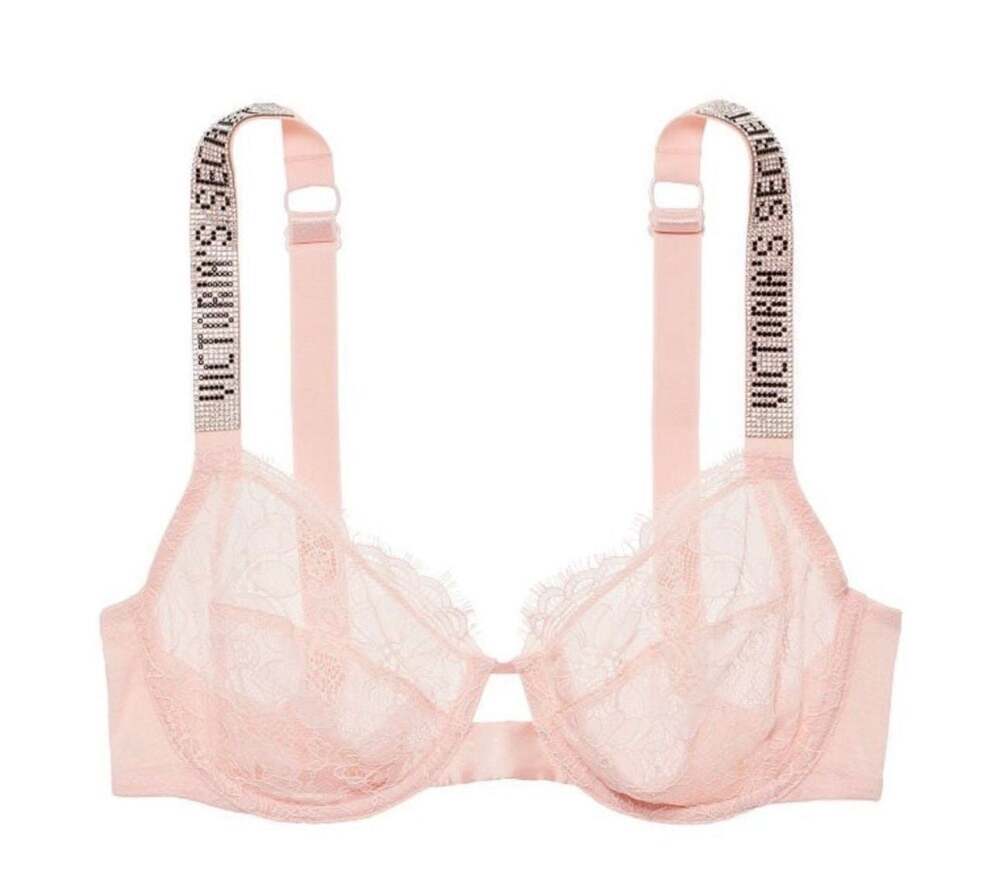NWT Victoria’s Secret Shine Strap Unlined Lace Demi Bra 34D Pink